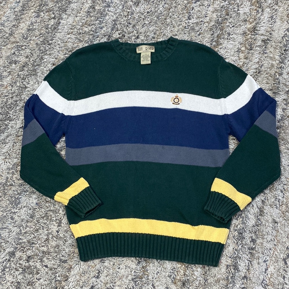 Sun River grandpa stripe, crewneck, sweater, size medium men’s